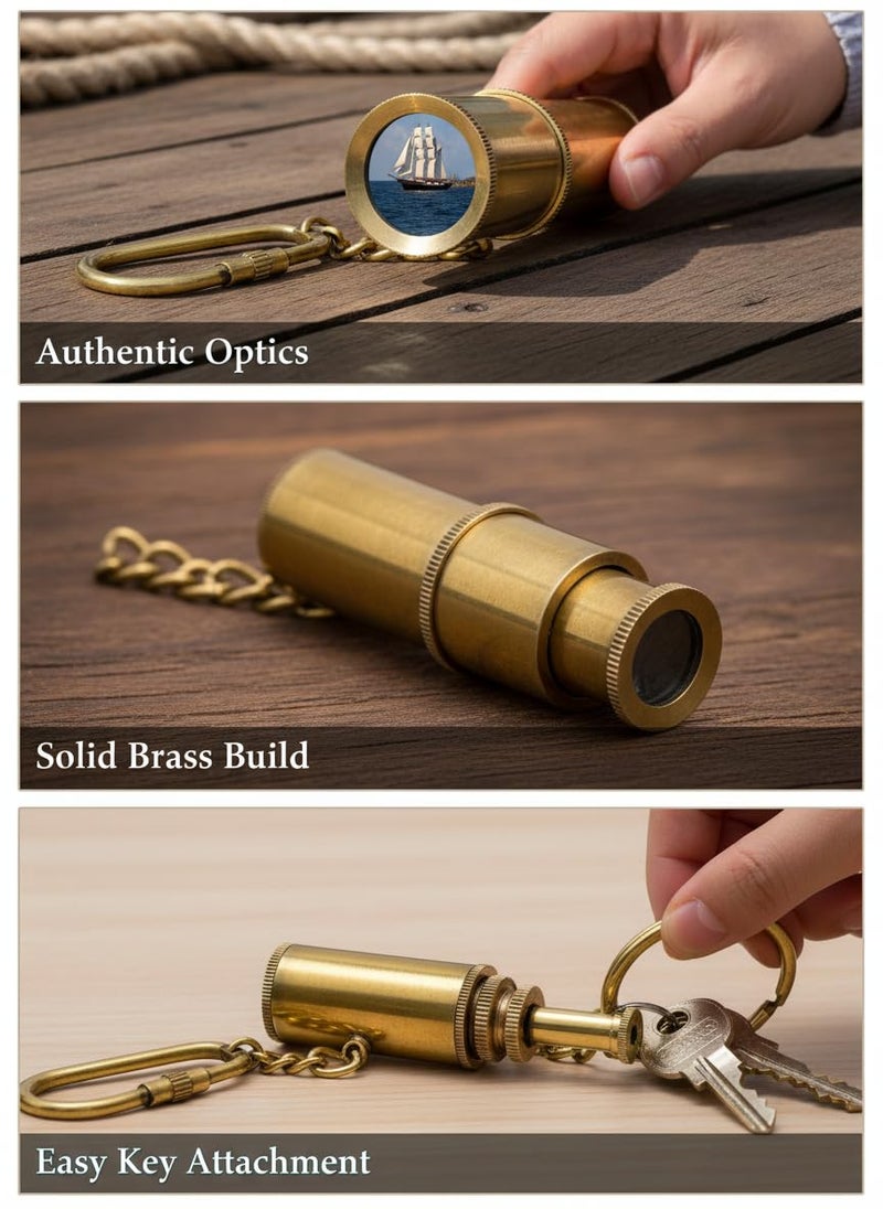 NAUTICALMART 3 Inch Brass Spyglass Key Chain | Perfect Nautical Gift, Ideal for Maritime Enthusiasts, Steampunk and Pirate Cosplay, Decorative Brass Key Ring - Image 4